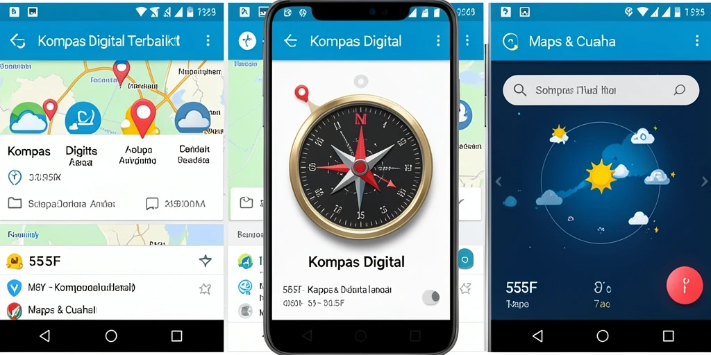 Tampilan antarmuka aplikasi Kompas Digital 555F yang modern dan fungsional.
