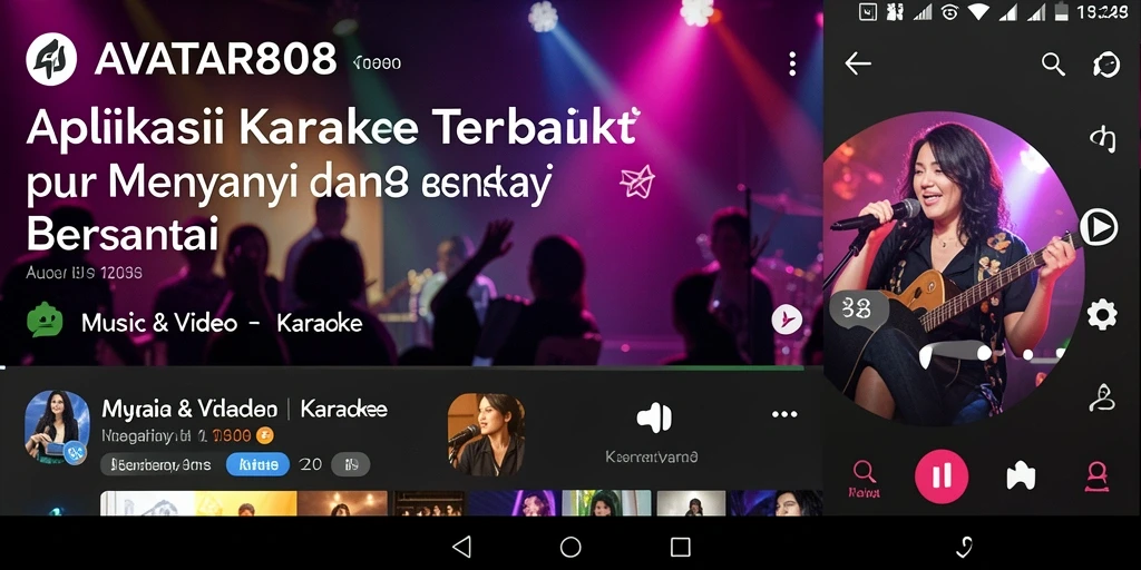 Tampilan antarmuka AVATAR808 yang menarik untuk karaoke.
