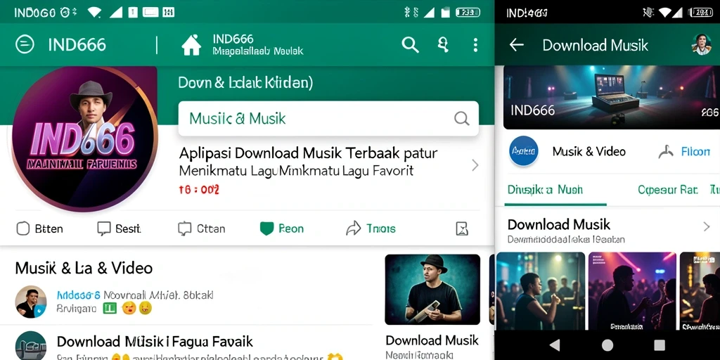 Antarmuka aplikasi IND666 yang menawan untuk Download Musik.