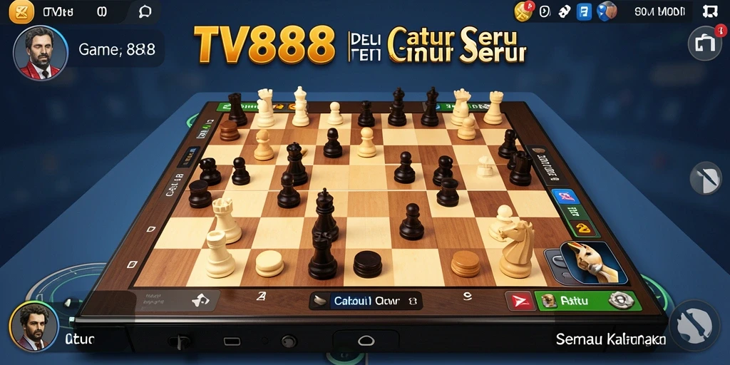 Tampilan antarmuka menarik dan mudah digunakan dalam game Catur TV888.
